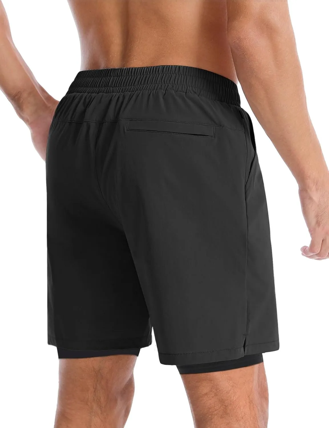 Aolesy Mens 2 in 1 Running Shorts -5''/7'' Quick Dry Workout Gym Shorts with Pockets, Tennis Training Athletic Shorts
