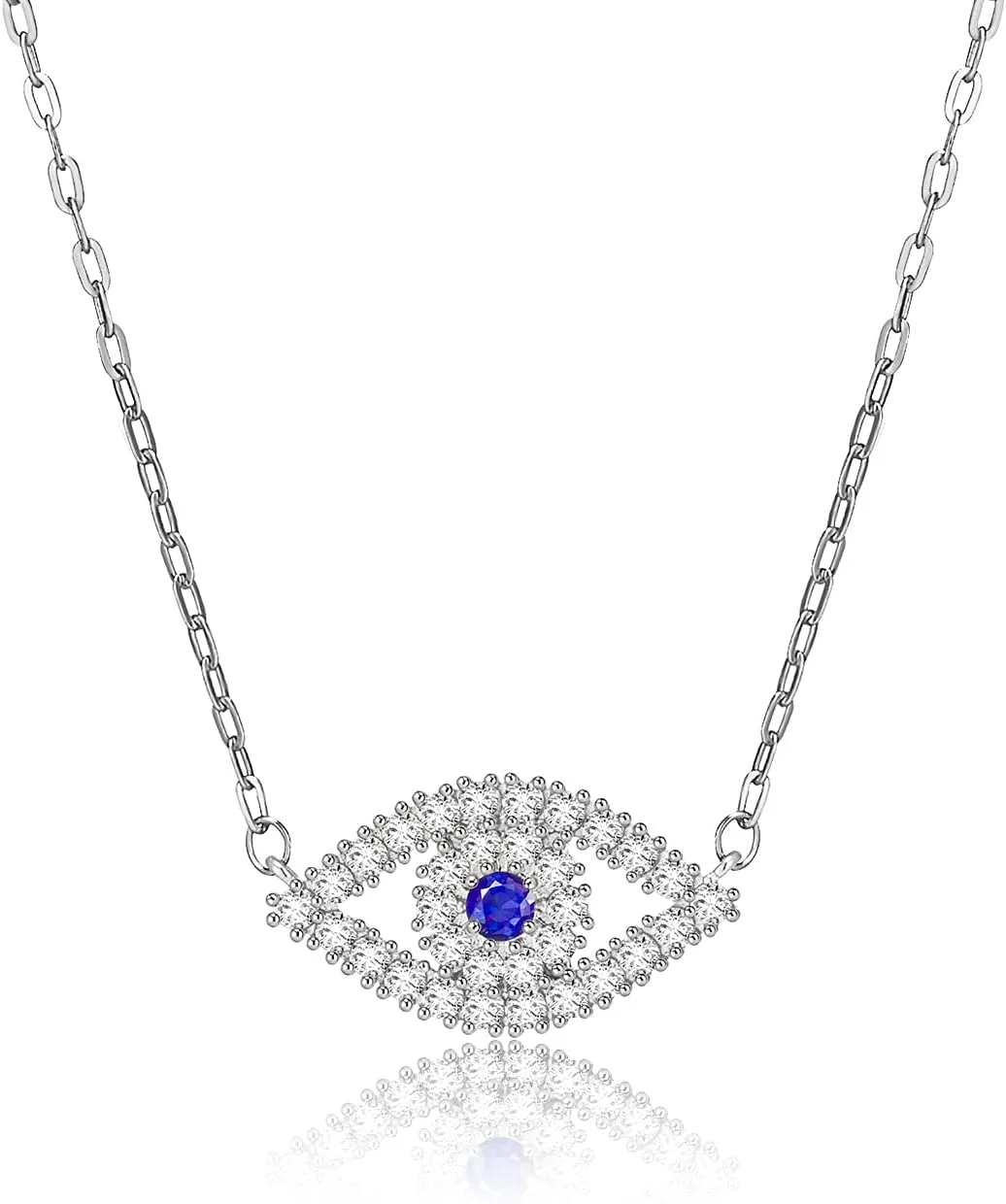 Apsvo Dainty Evil Eye Necklace, Silver/Gold/Rose Gold Protection Jewelry for Women Trendy Jewelry