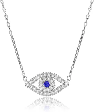 Apsvo Dainty Evil Eye Necklace, Silver/Gold/Rose Gold Protection Jewelry for Women Trendy Jewelry