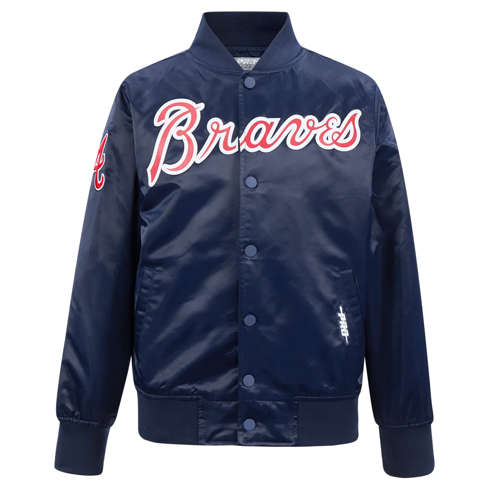 ATLANTA BRAVES CLASSIC BIG BOYS SATIN JACKET (MIDNIGHT NAVY)