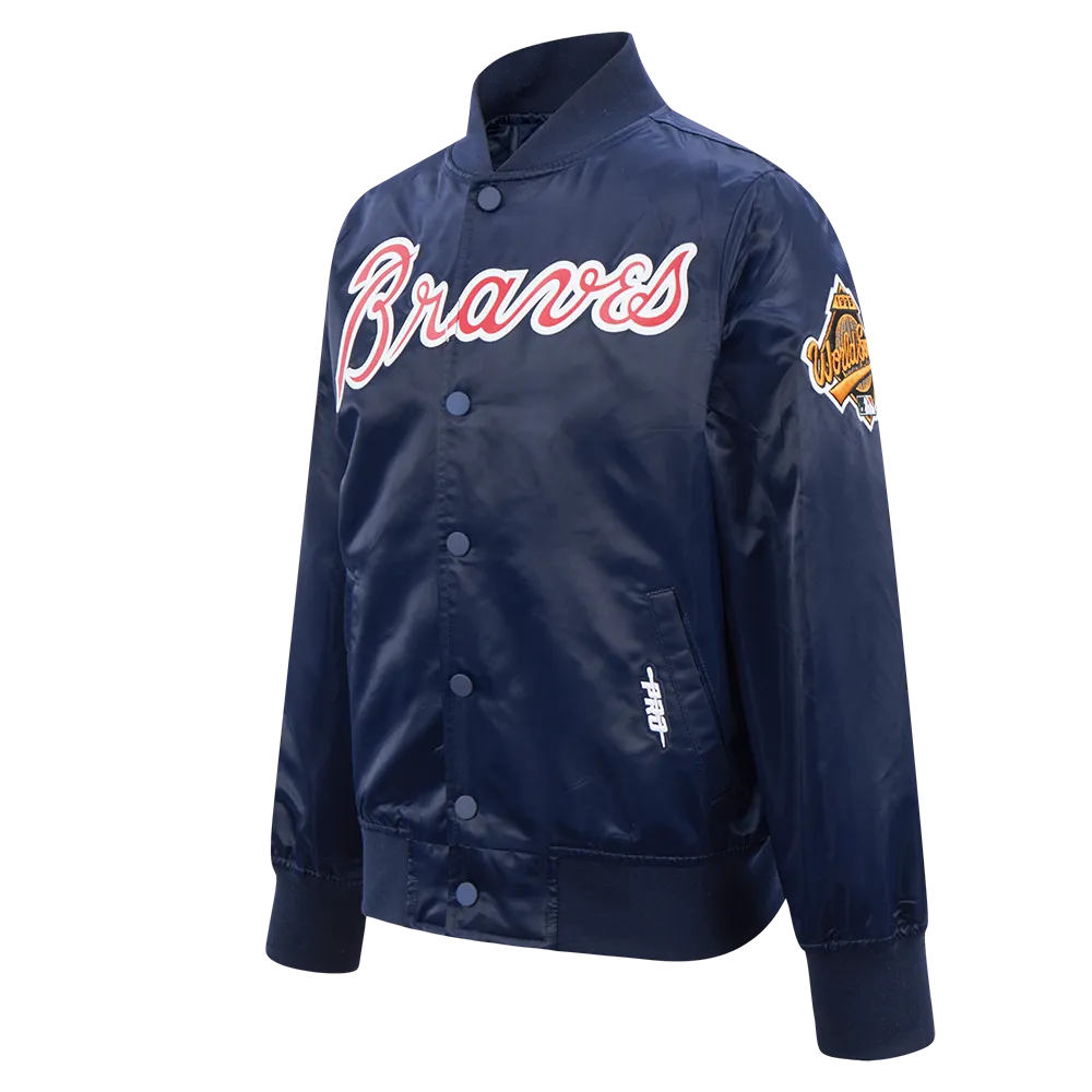 ATLANTA BRAVES CLASSIC BIG BOYS SATIN JACKET (MIDNIGHT NAVY)