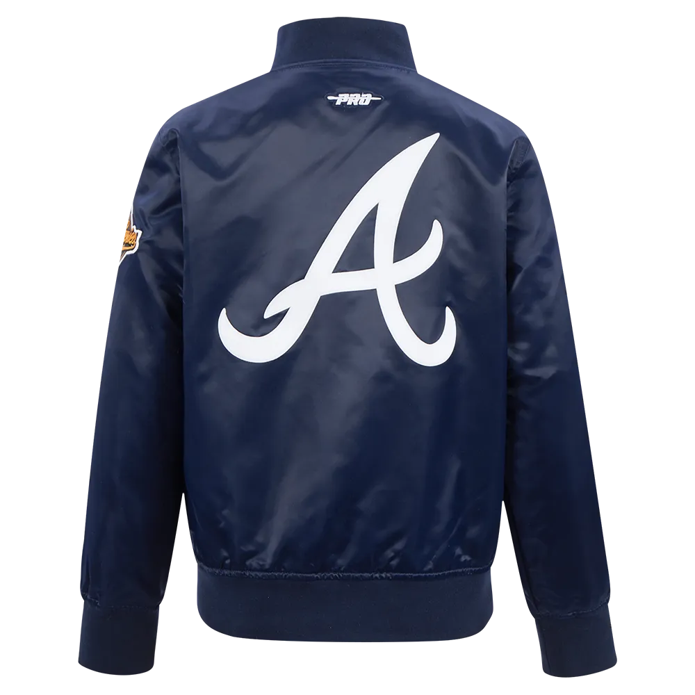 ATLANTA BRAVES CLASSIC BIG BOYS SATIN JACKET (MIDNIGHT NAVY)