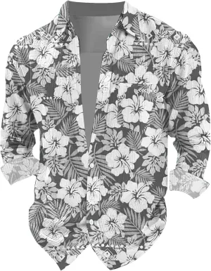 Beach Shirts for Men Sleeve Casual Button Down Beach Flower Shirt and Long Suits Mens Trunks Hawwain Shirts Mens