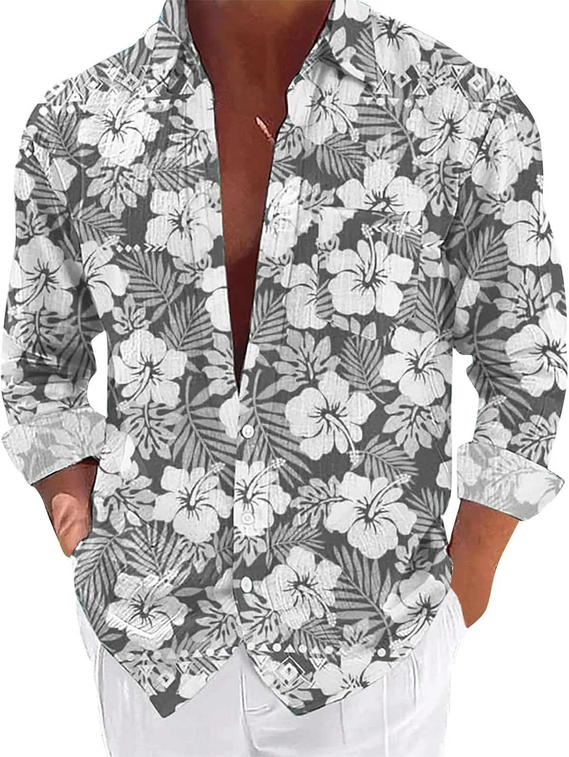 Beach Shirts for Men Sleeve Casual Button Down Beach Flower Shirt and Long Suits Mens Trunks Hawwain Shirts Mens