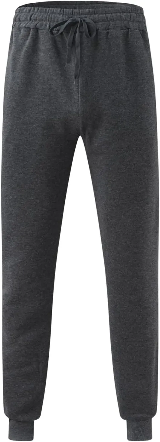 Big and Tall Sweatpants for Men Men's Heavyweight Fleece Cargo Sweatpants Elastic Waist Drawstring Athletic Trousers