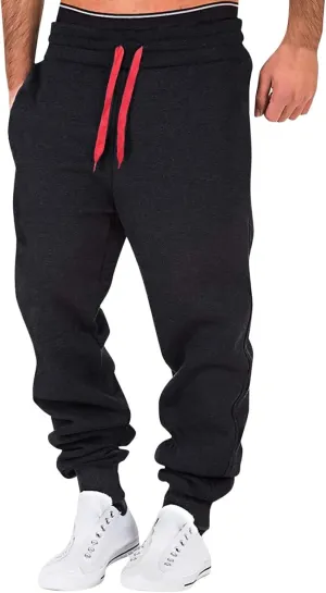 Big and Tall Sweatpants for Men Men's Heavyweight Fleece Cargo Sweatpants Elastic Waist Drawstring Athletic Trousers