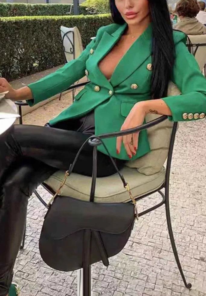 Blazer voor Dames - Groen - Stijlvolle en Comfortabele Pasvorm in Hoogwaardige Stof