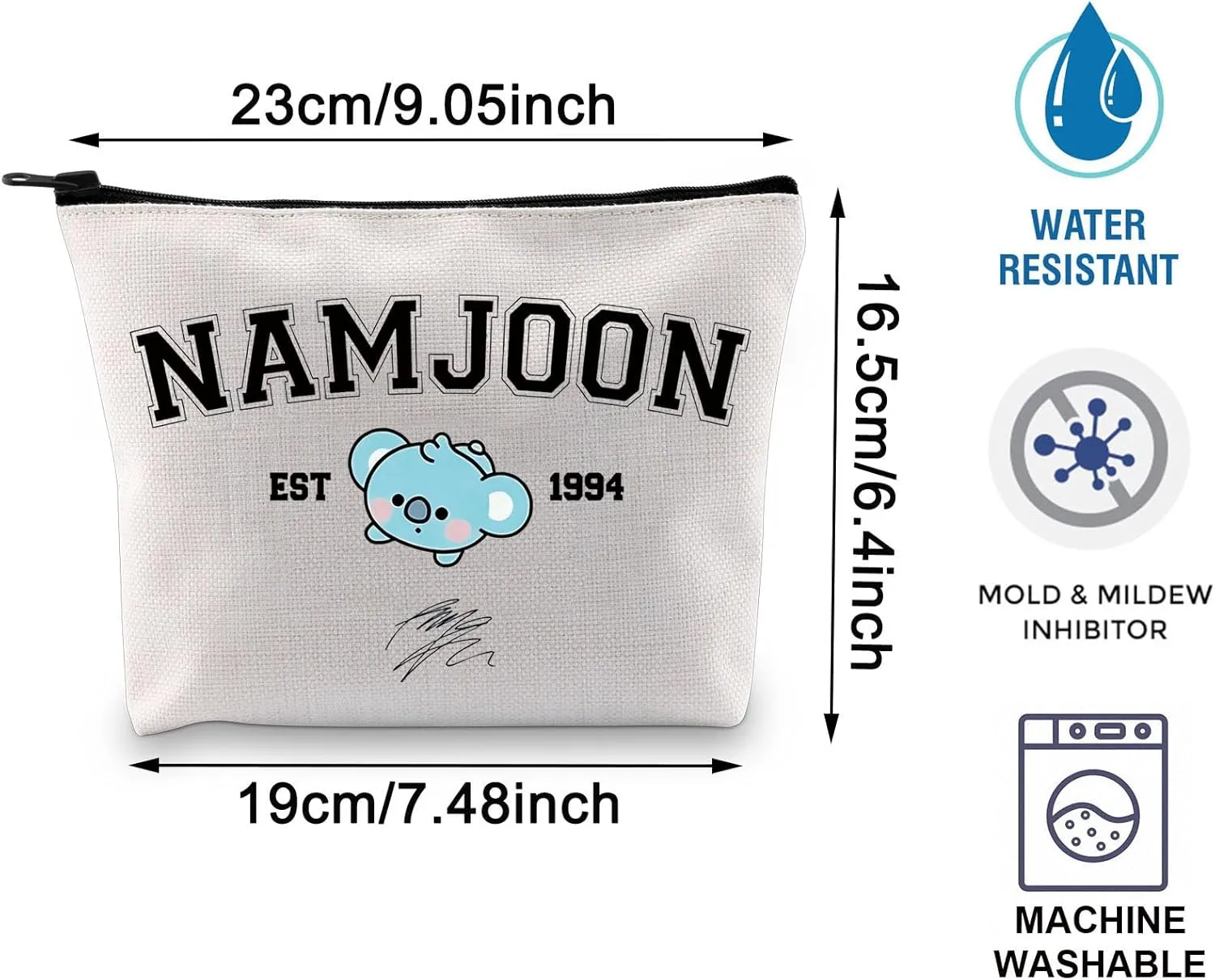 BLUPARK Singer Merch K-pop Characters Bag K-pop Team Gift for Army Singer Fan Gift Army Inspired Zipper Pouch Bag (Nam bag)