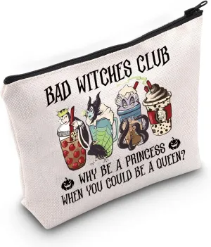 BLUPARK Villains Gifts Evil Queen Makeup Bag Villains Gift for Women Witch Gift Ursula Male-ficent Bad Witches Club Coffee Zipper Bag (MB, Bad Witches Club)