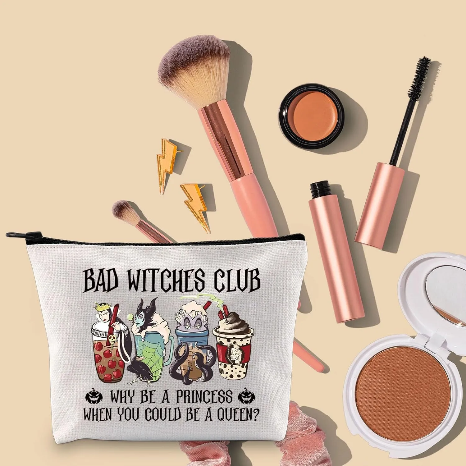 BLUPARK Villains Gifts Evil Queen Makeup Bag Villains Gift for Women Witch Gift Ursula Male-ficent Bad Witches Club Coffee Zipper Bag (MB, Bad Witches Club)