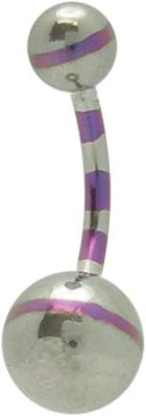 BodyJewelryOnline Purple Striped Metallic Belly Button Ring