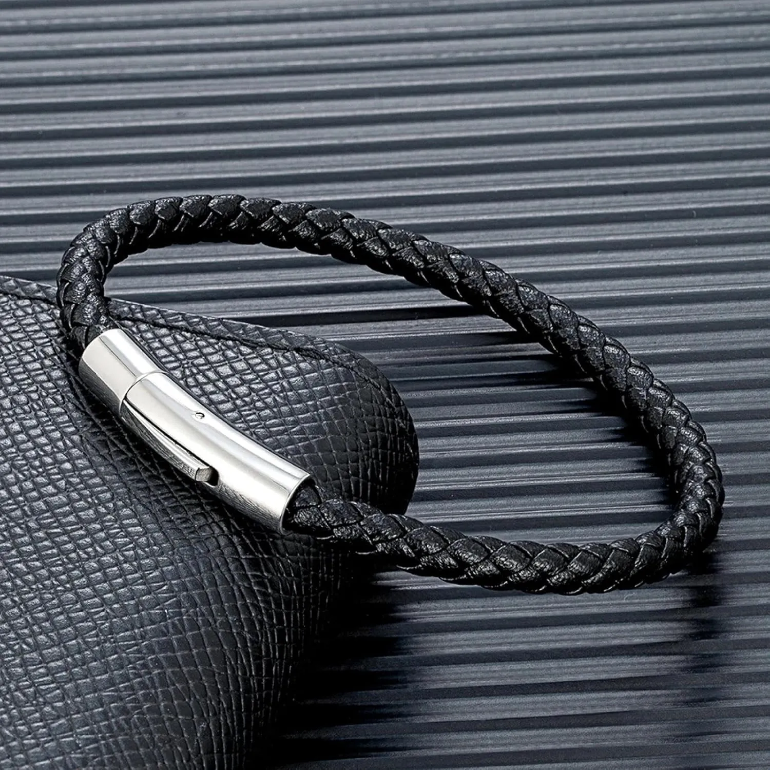 Bracelet Men Bracelets Jewellery Classic Simple Blue Braided Leather Bracelet Buckle For Men Women