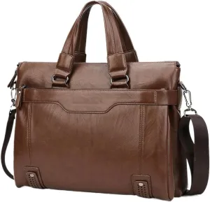 Business Satchel Computer Bag Water Resistant Laptop Leather Retro Shoulder Weatherproof Vintage