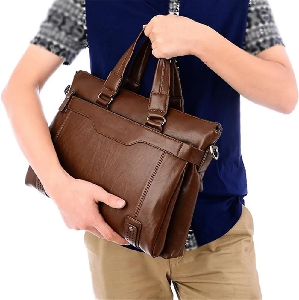 Business Satchel Computer Bag Water Resistant Laptop Leather Retro Shoulder Weatherproof Vintage