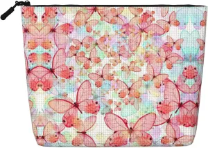 Butterfly Print Cosmetic Bags for Women Large Capacity Purse Travel Toiletry Zipper Storage Pouch