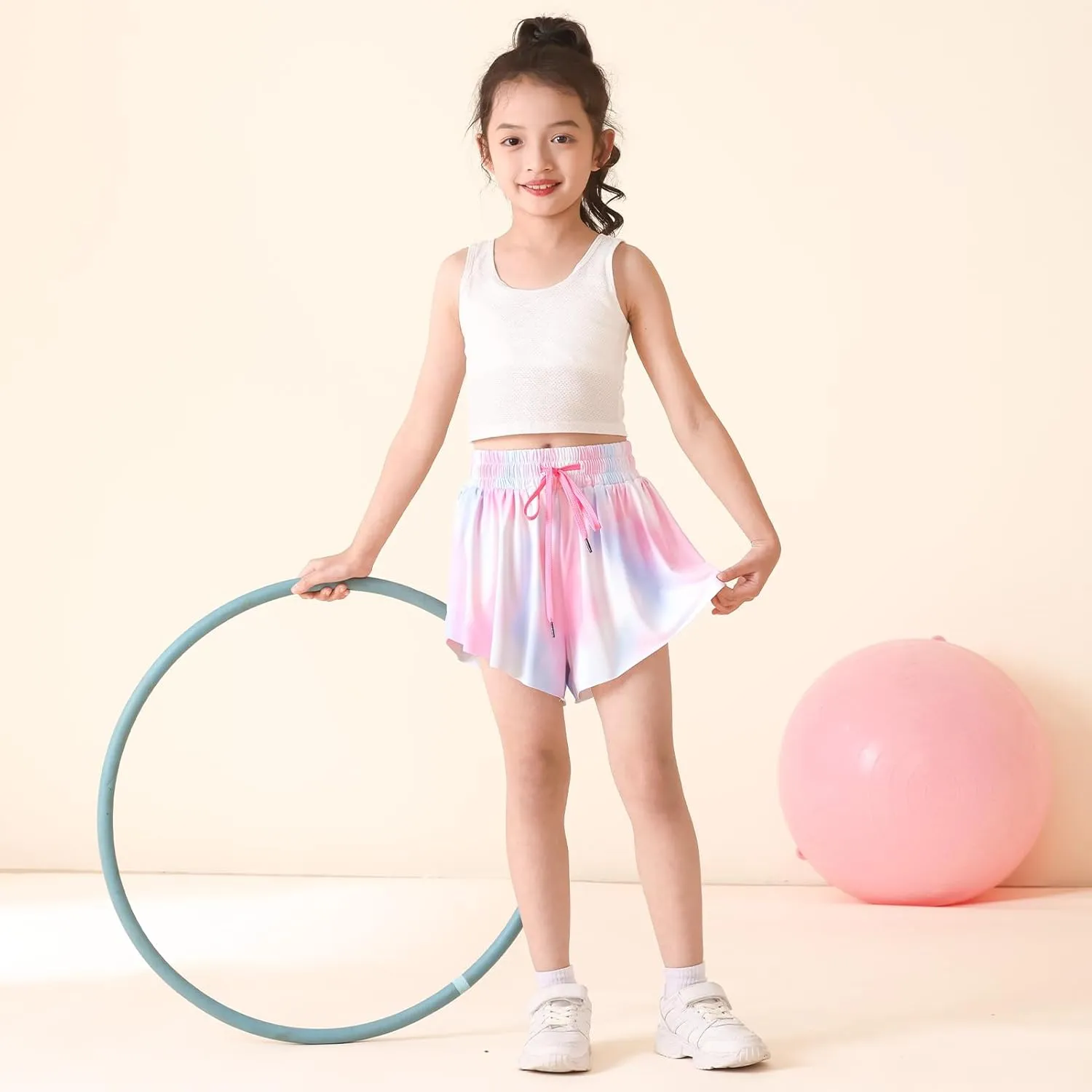 Butterfly Shorts Girls Flowy Athletic Shorts 2-in-1 Skorts for Teen Girl Skirt Clothes for Tennis Cheer Soccer