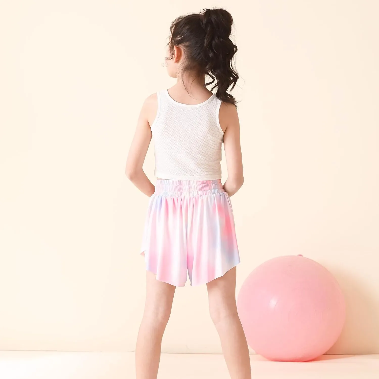 Butterfly Shorts Girls Flowy Athletic Shorts 2-in-1 Skorts for Teen Girl Skirt Clothes for Tennis Cheer Soccer