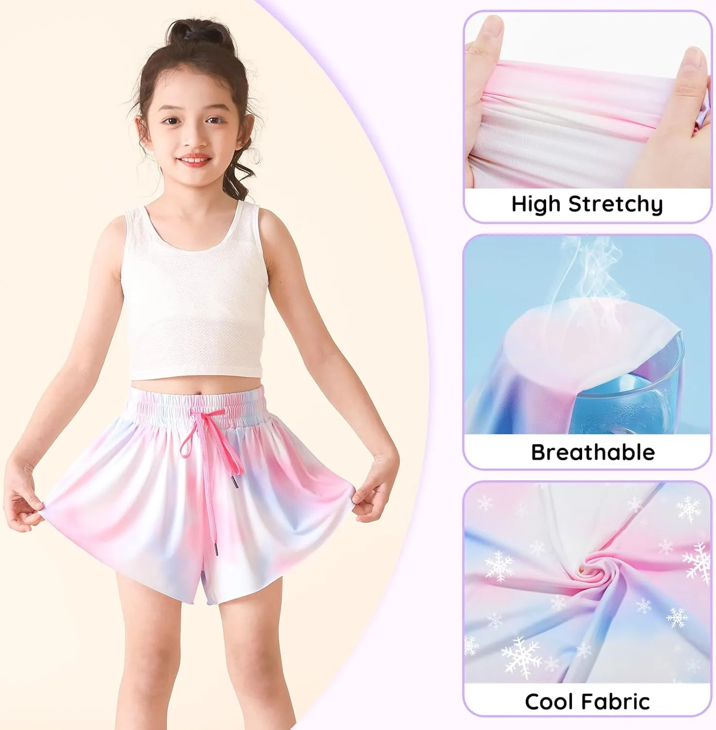 Butterfly Shorts Girls Flowy Athletic Shorts 2-in-1 Skorts for Teen Girl Skirt Clothes for Tennis Cheer Soccer