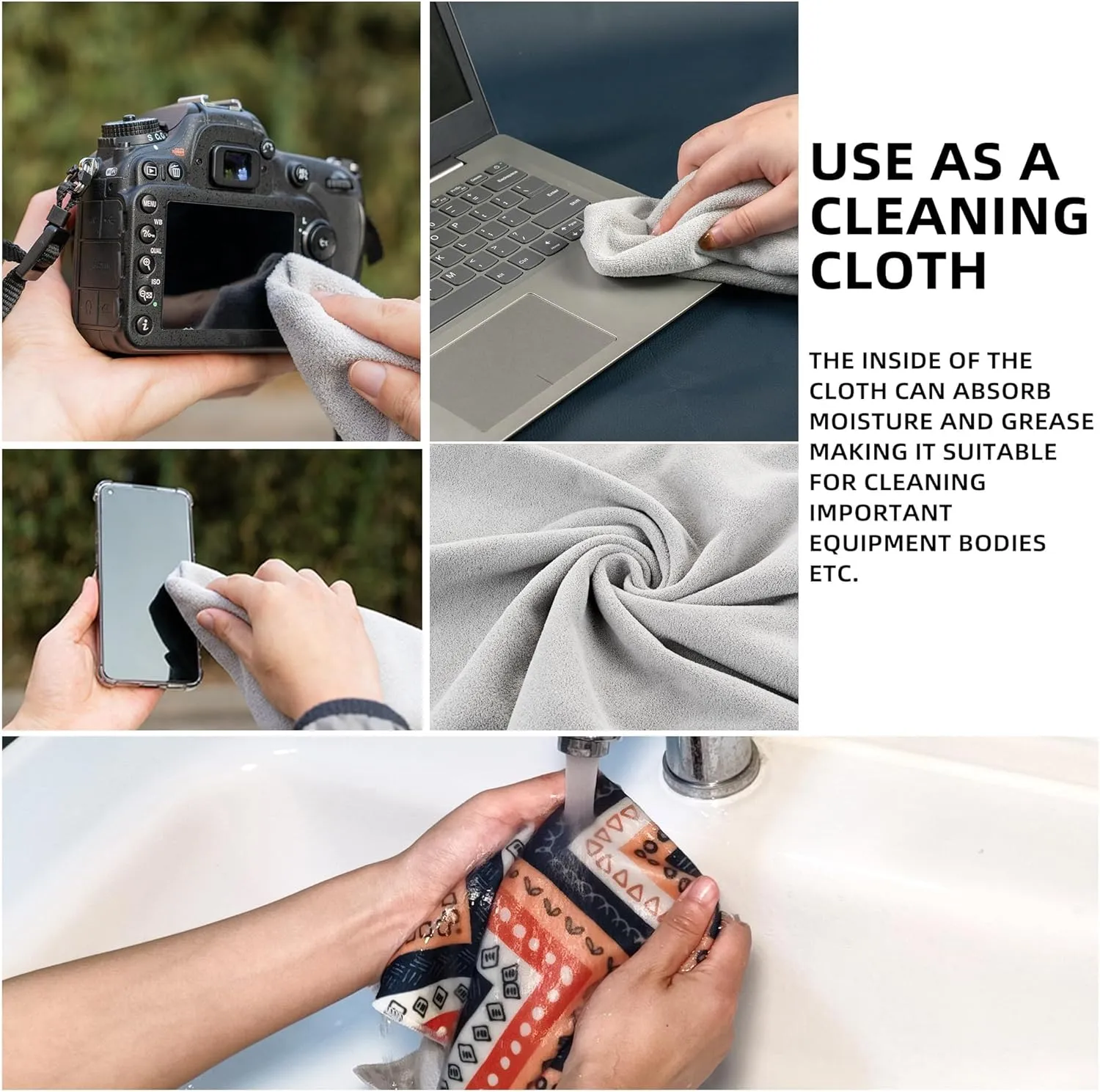 Camera Wrap, Anti-Scratch Protective Wrap, Lens pouche, Magic Self-Adhesive Cloth, Lens Protector, Washable Universal Storage Cloth for DSLR, Smartphones, Laptops, Cosmetic, Household Items