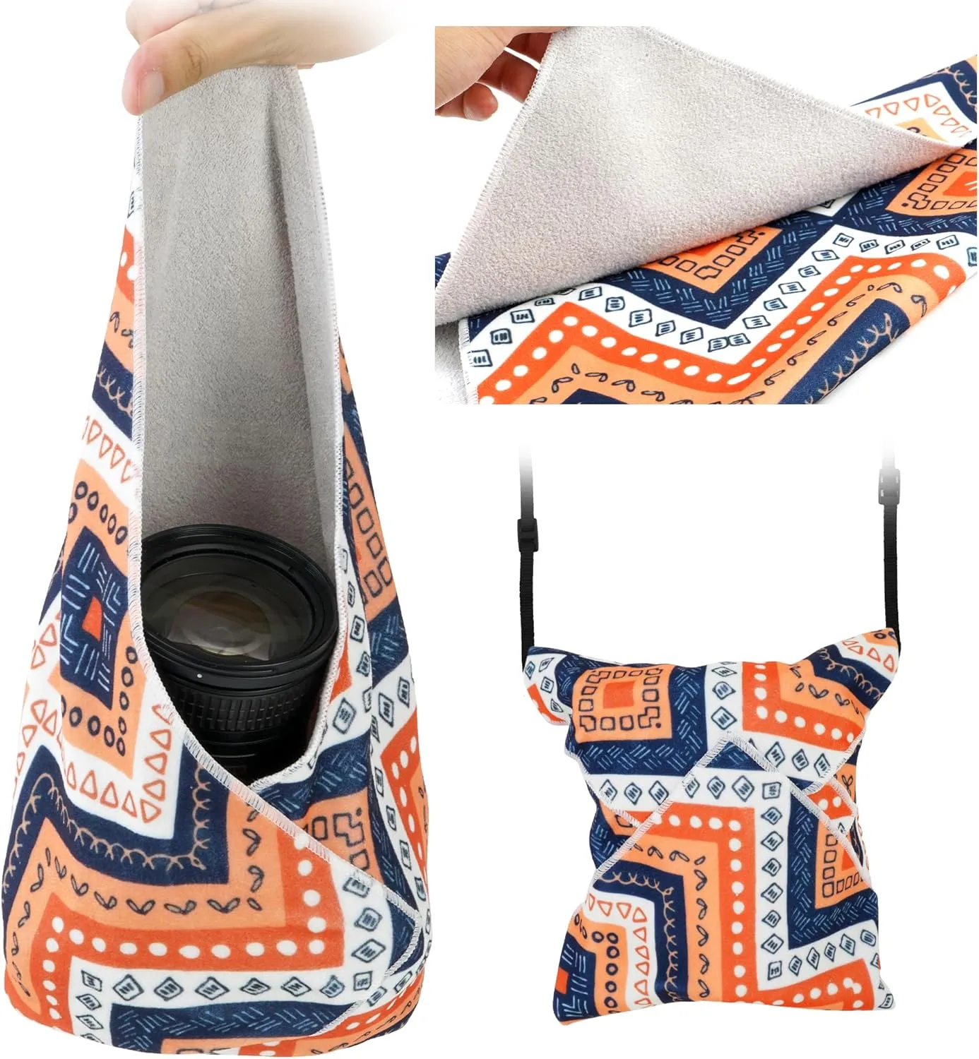 Camera Wrap, Anti-Scratch Protective Wrap, Lens pouche, Magic Self-Adhesive Cloth, Lens Protector, Washable Universal Storage Cloth for DSLR, Smartphones, Laptops, Cosmetic, Household Items