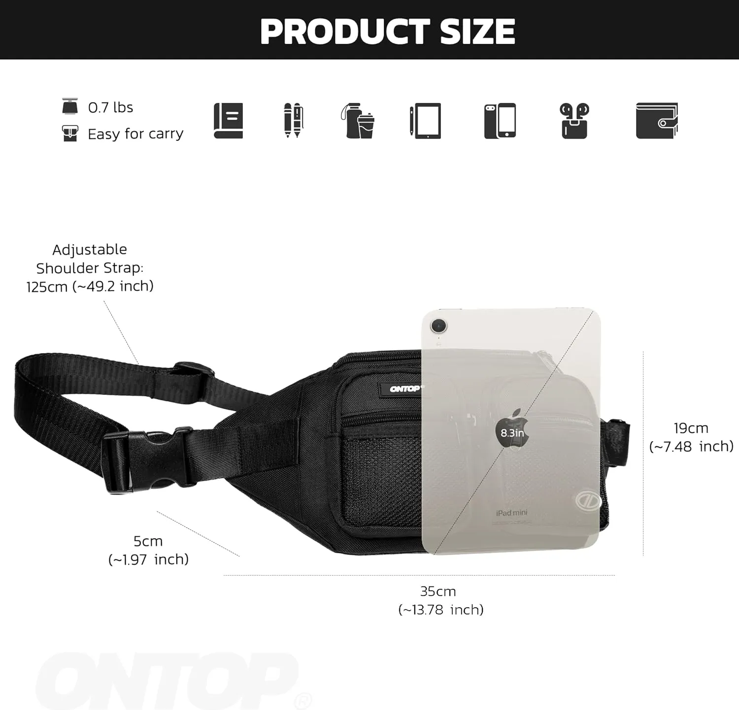 Canvas Fanny Pack Ultra Lightweight Water Resistant Belt Bag