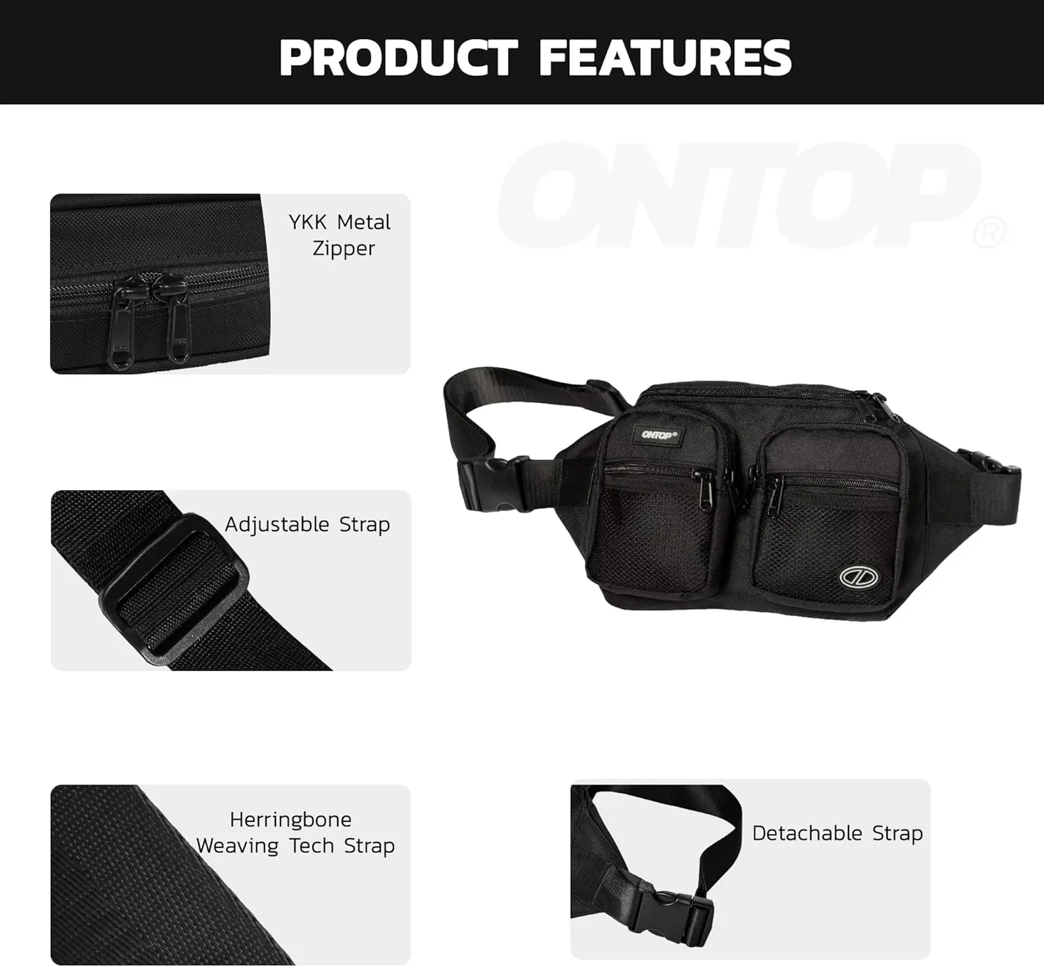Canvas Fanny Pack Ultra Lightweight Water Resistant Belt Bag