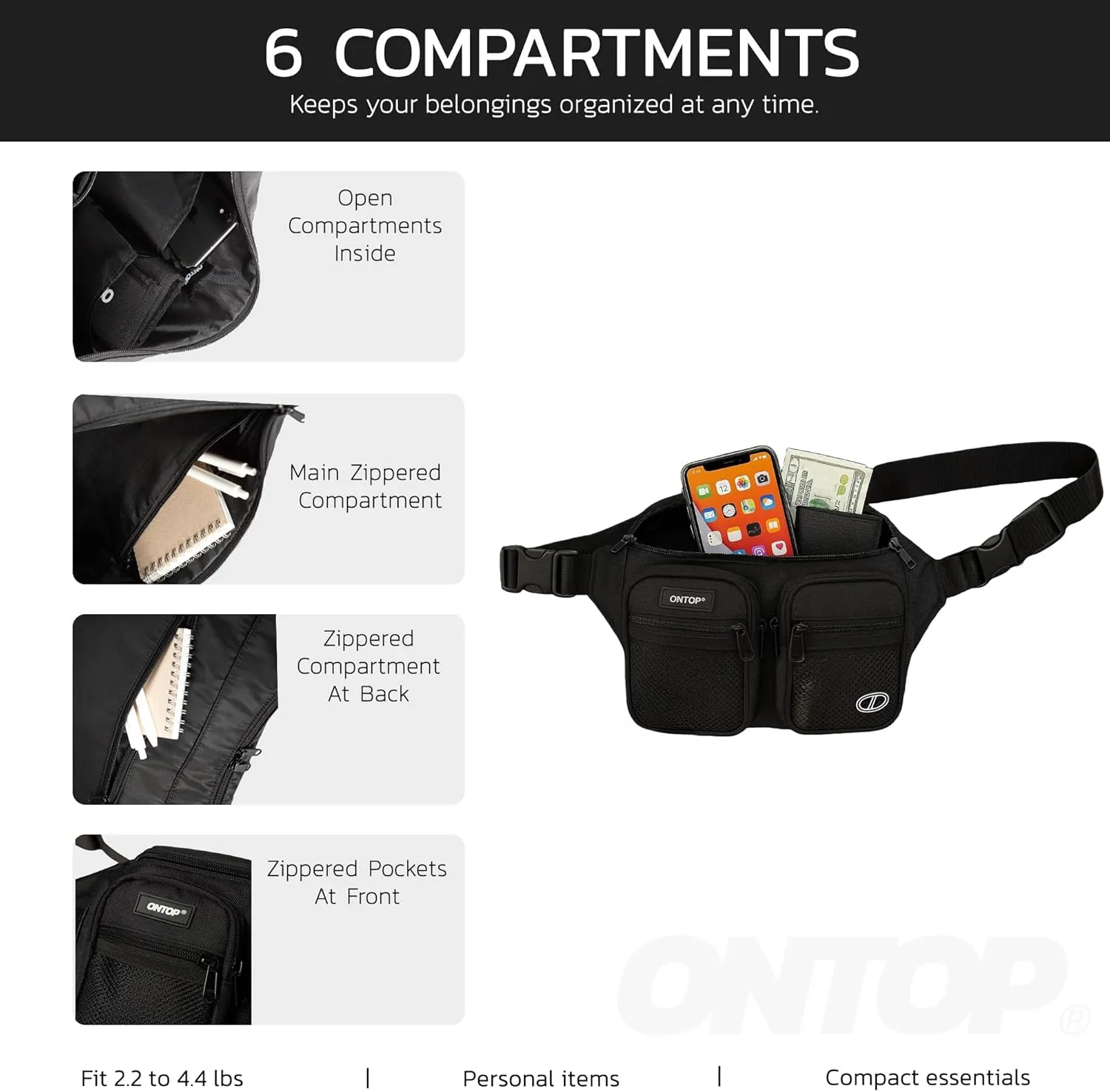 Canvas Fanny Pack Ultra Lightweight Water Resistant Belt Bag