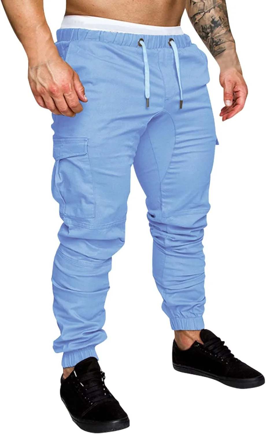 Cargo Pants for Men Big and Tall, Cargo Pants with Pockets Men's Heavyweight Cargo Fleece Sweatpants Stretch Elastic