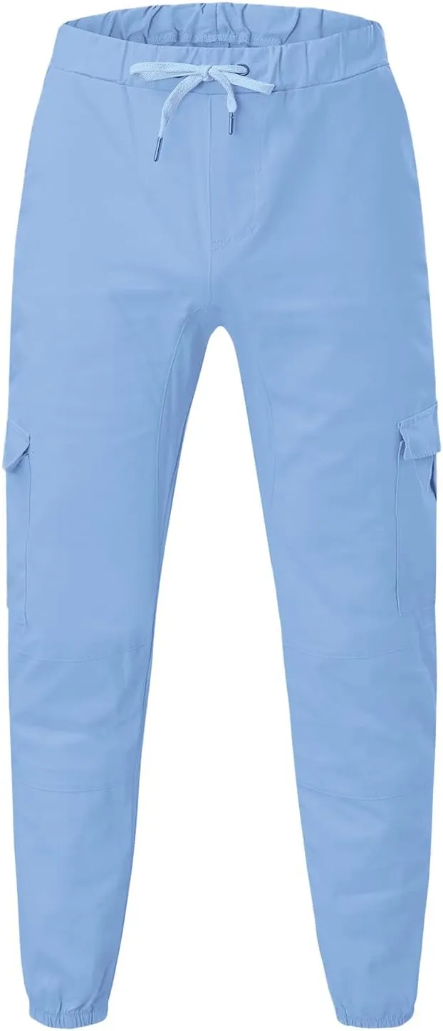Cargo Pants for Men Big and Tall, Cargo Pants with Pockets Men's Heavyweight Cargo Fleece Sweatpants Stretch Elastic