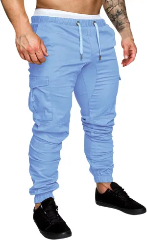Cargo Pants for Men Big and Tall, Cargo Pants with Pockets Men's Heavyweight Cargo Fleece Sweatpants Stretch Elastic