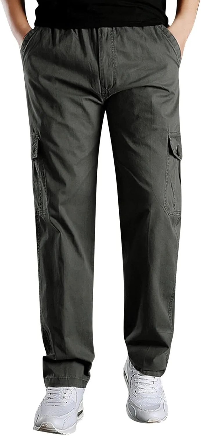 Cargo Pants for Men Big and Tall, Classic Fit Multi Pockets Cargo Track Pants Men Loose Fit Men's Lightweight Ripstop