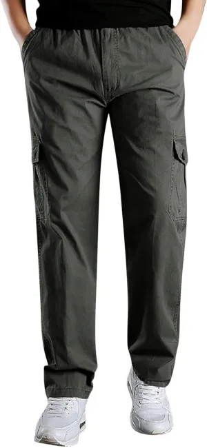 Cargo Pants for Men Big and Tall, Classic Fit Multi Pockets Cargo Track Pants Men Loose Fit Men's Lightweight Ripstop