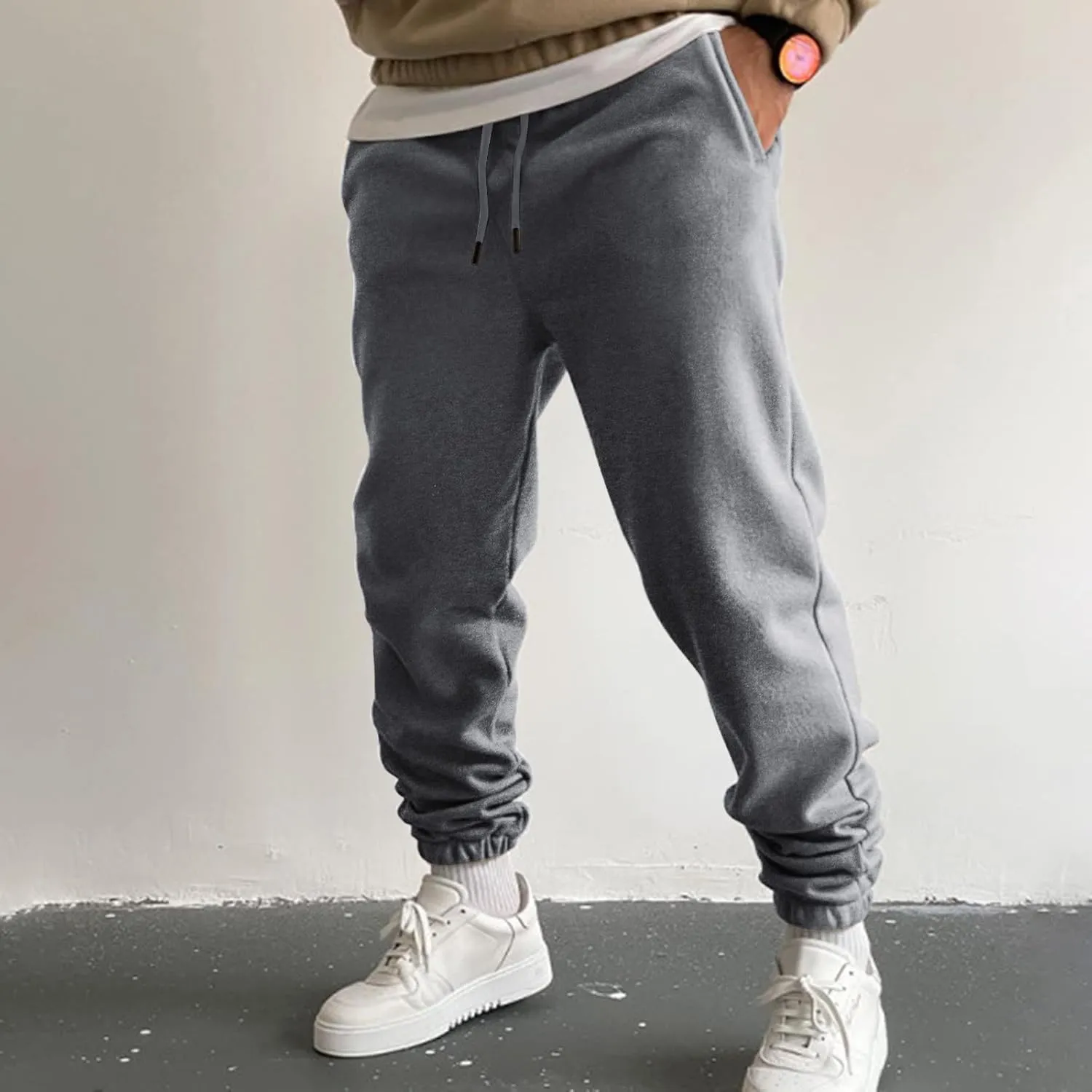 Cargo Pants for Men Joggers Pants Men's Heavyweight Cargo Fleece Sweatpants Stretch Elastic Waist Jogger Sport Pants
