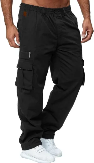 Cargo Sweatpants for Men Big and Tall Jogger Drawstring Trousers Pockets Sweatpants Workout Sports Pant Casual Cotton
