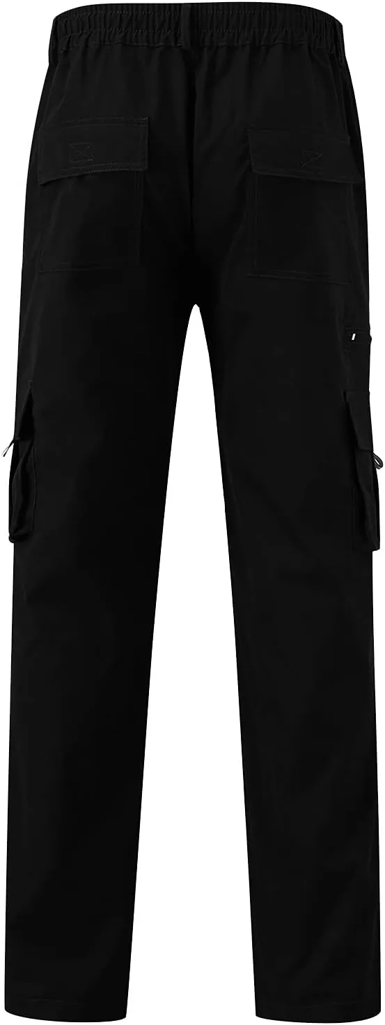 Cargo Sweatpants for Men Big and Tall Jogger Drawstring Trousers Pockets Sweatpants Workout Sports Pant Casual Cotton