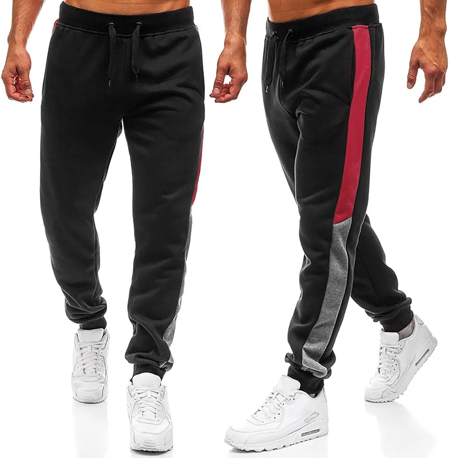 Cargo Sweatpants for Men Big and Tall Pants Men's Fashion Solid Bag Overalls Sports Casual Jogging Pants Light Hiking
