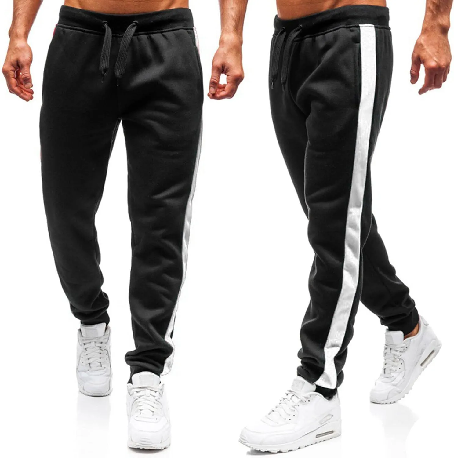 Cargo Sweatpants for Men Big and Tall Thermal Winter Running Athletic Joggers with Pockets Men's Gym Training Jogger