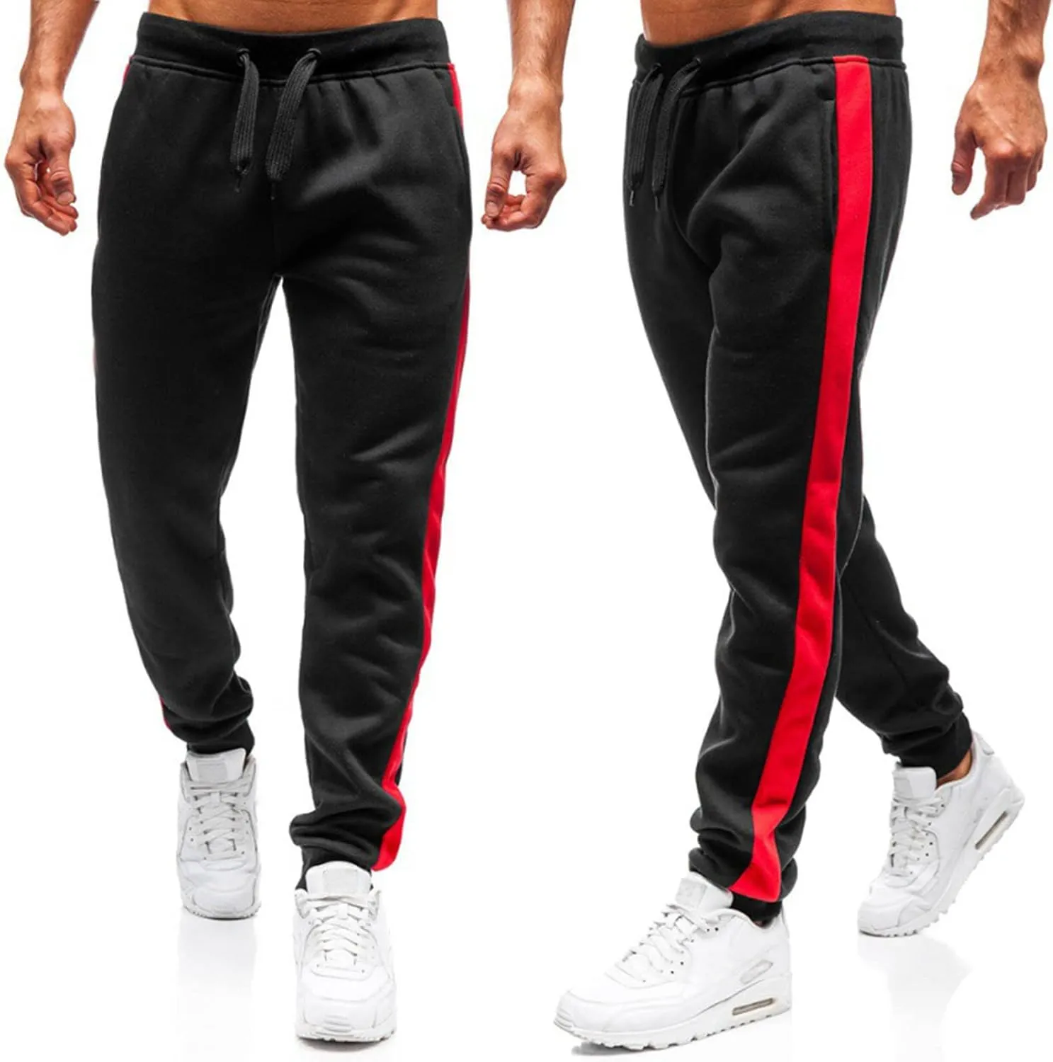 Cargo Sweatpants for Men Big and Tall Thermal Winter Running Athletic Joggers with Pockets Men's Gym Training Jogger