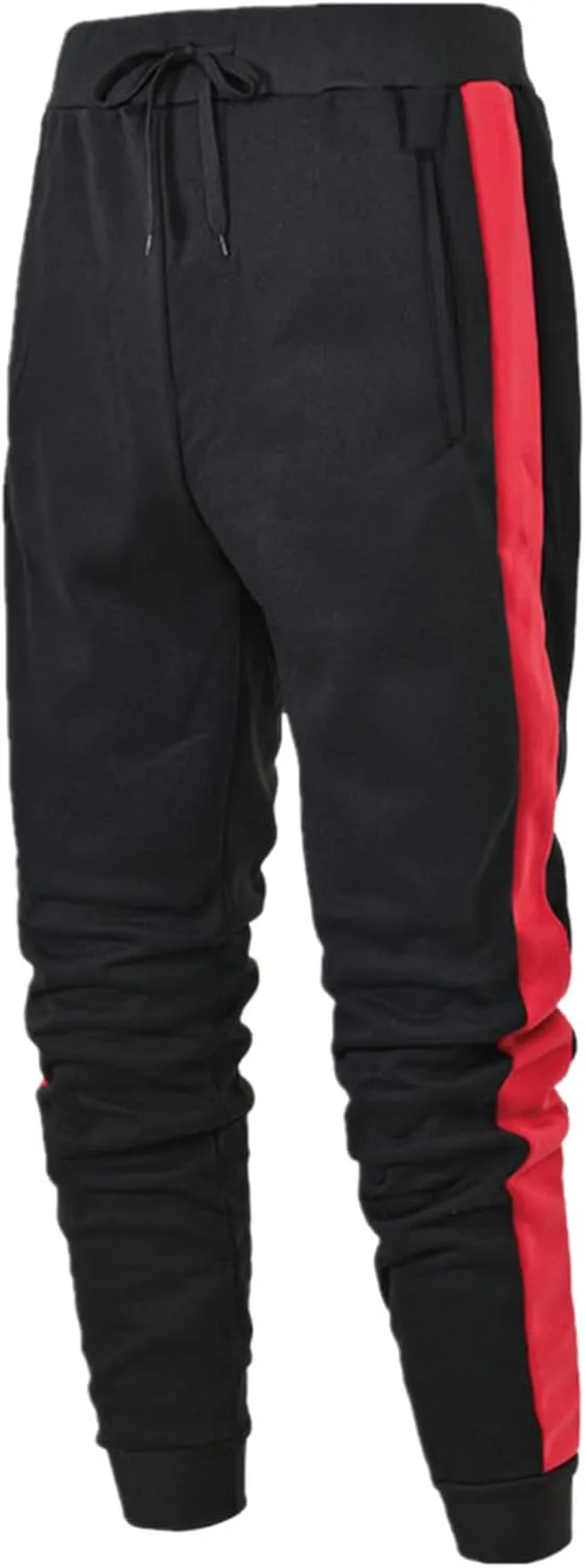 Cargo Sweatpants for Men Big and Tall Thermal Winter Running Athletic Joggers with Pockets Men's Gym Training Jogger