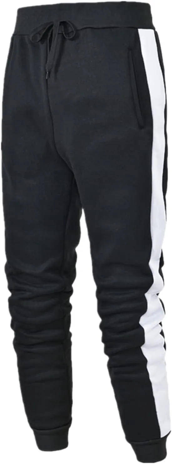 Cargo Sweatpants for Men Big and Tall Thermal Winter Running Athletic Joggers with Pockets Men's Gym Training Jogger