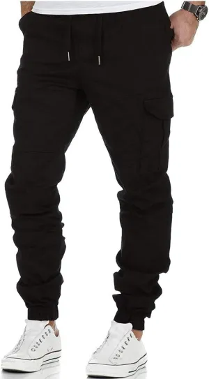 Cargo Sweatpants for Men Cargo Fleece Sweatpants Stretch Elastic Waist Jogger Sports Pants Drawstring Sports Trousers