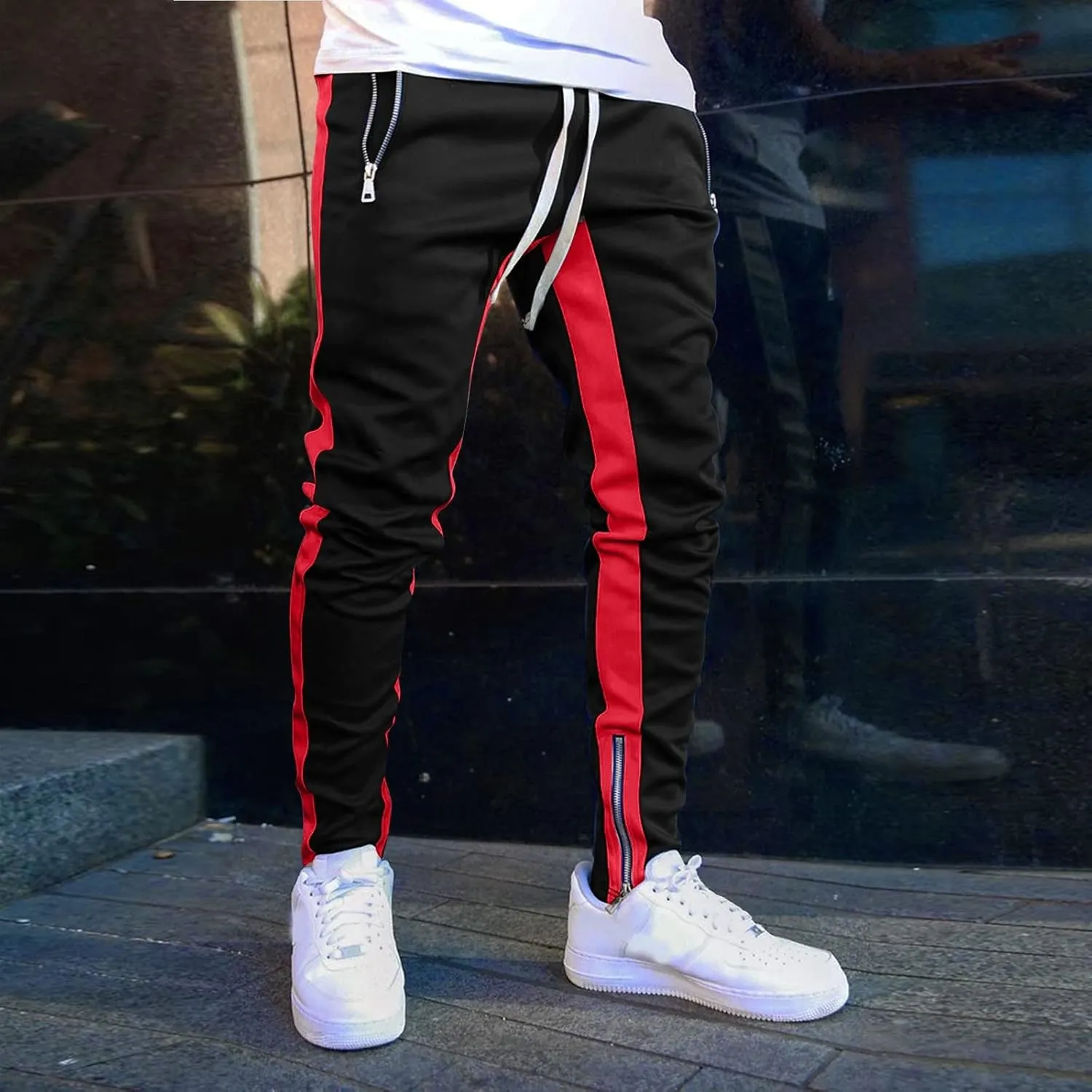 Cargo Sweatpants for Men Tactical Pants Lightweight Hiking Workout Jogger Mens Streetwear Reflective Tactical Track