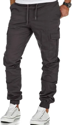 Cargo Trousers for Men Casual Jogger Sweatpants for Men Multi-Pocket Cargo Pants Drawstring Sports Trousers Stretch