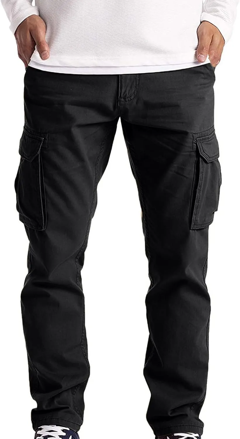 Cargo Trousers for Men Casual Long Trousers Men Athletic Jogger Sports Outdoor Trousers Men's Sweatpants with Zipper