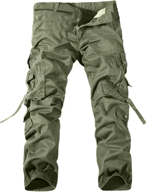 Cargo Trousers for Men Fleece Cargo Sweatpants Stretch Elastic Waist Athletic Workout Jogger Drawstring Sport Pants