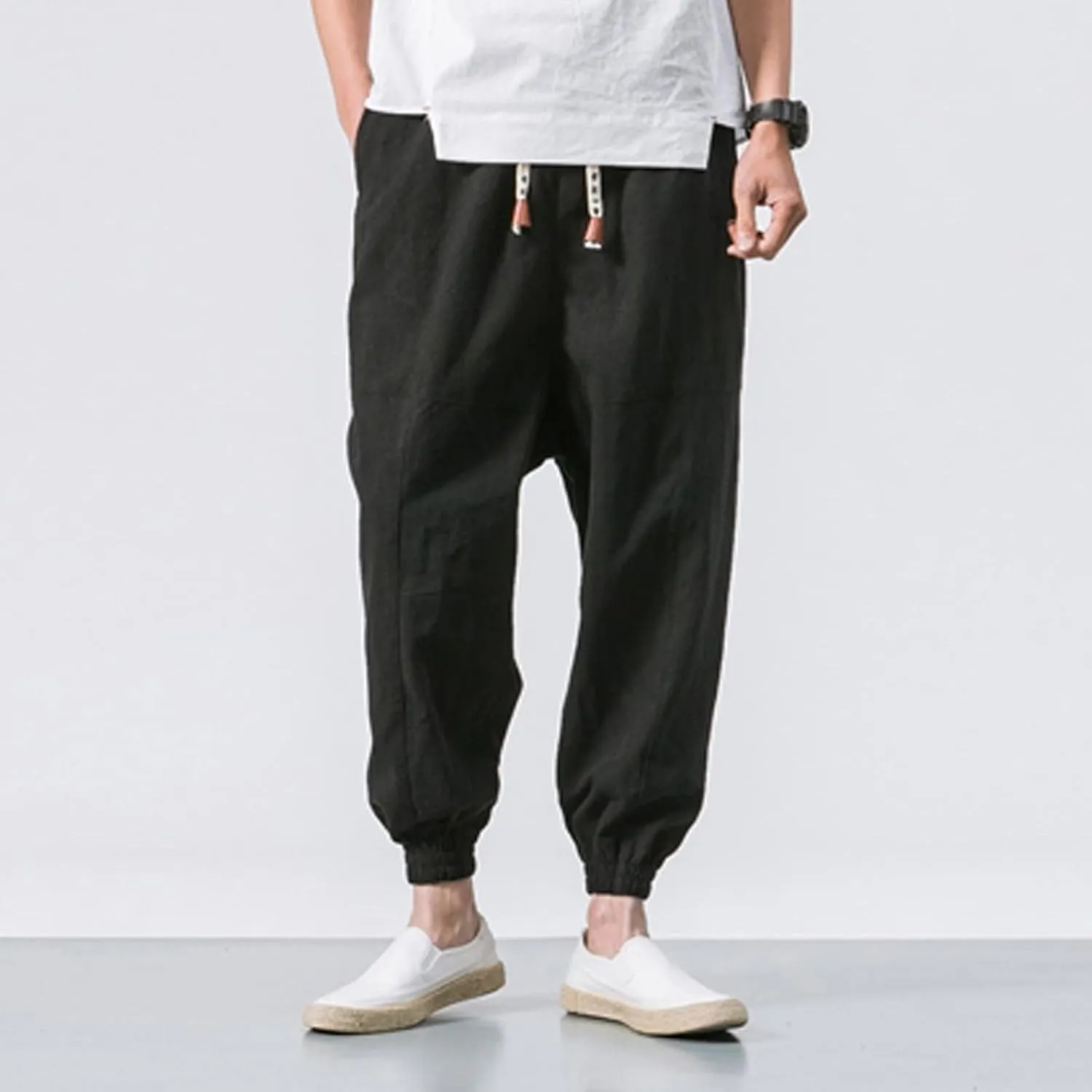 Cargo Trousers for Men Loose-fit Pants Athletic Drawstring Pant with Pocket Men's Heavyweight Fleece Cargo Sweatpants