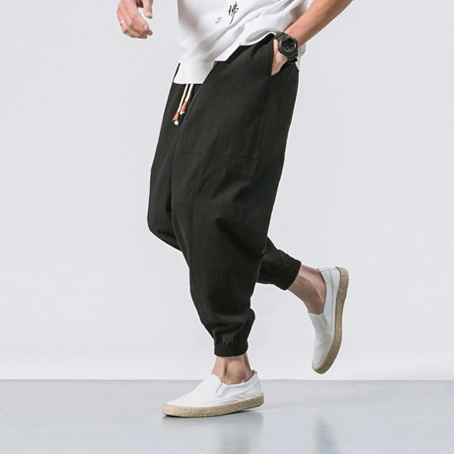 Cargo Trousers for Men Loose-fit Pants Athletic Drawstring Pant with Pocket Men's Heavyweight Fleece Cargo Sweatpants