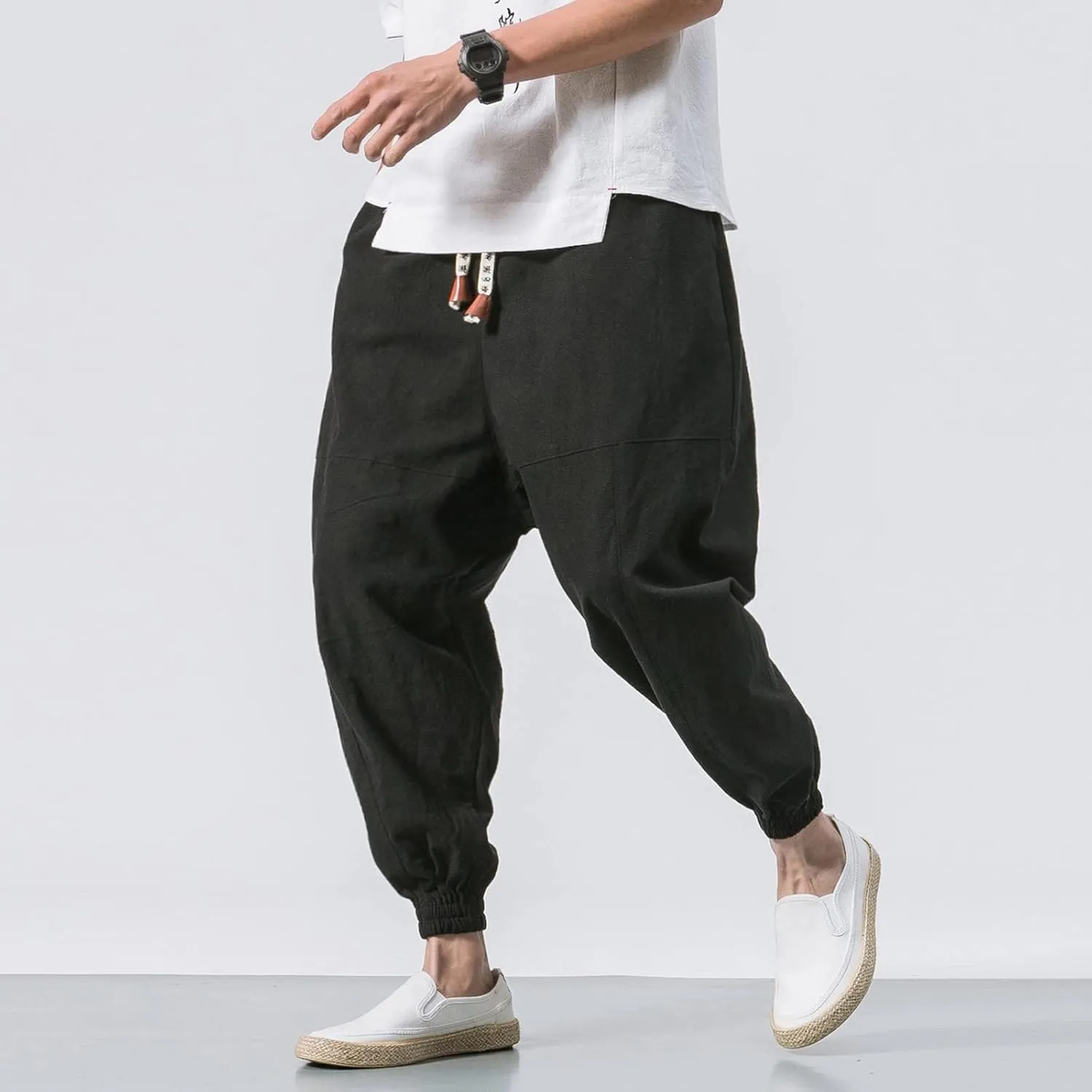 Cargo Trousers for Men Loose-fit Pants Athletic Drawstring Pant with Pocket Men's Heavyweight Fleece Cargo Sweatpants