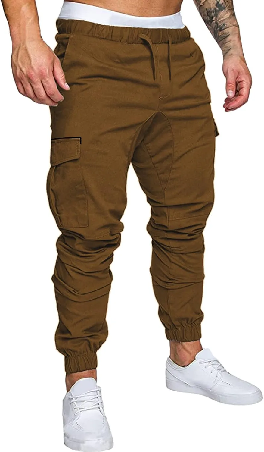 Cargo Trousers for Men Outdoor Jogging Workout Running Gym Regular Fit Mens Joggers Sweatpants Lightweight Drawstring