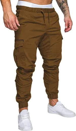 Cargo Trousers for Men Outdoor Jogging Workout Running Gym Regular Fit Mens Joggers Sweatpants Lightweight Drawstring